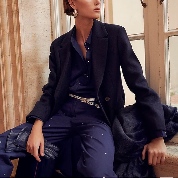 J. Crew Midnight Blue Long Pea Coat - Picture 2 of 3